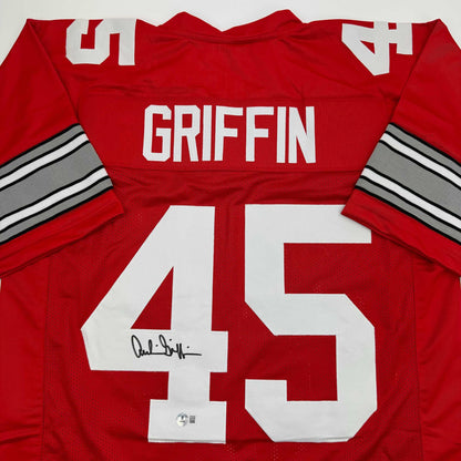 Autographed/Signed Archie Griffin Ohio State Red College Football Jersey Beckett BAS COA