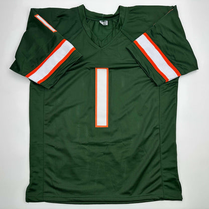 Facsimile Autographed Cameron Cam Ward Miami Green Reprint Laser Auto College Football Jersey Size Men's XL