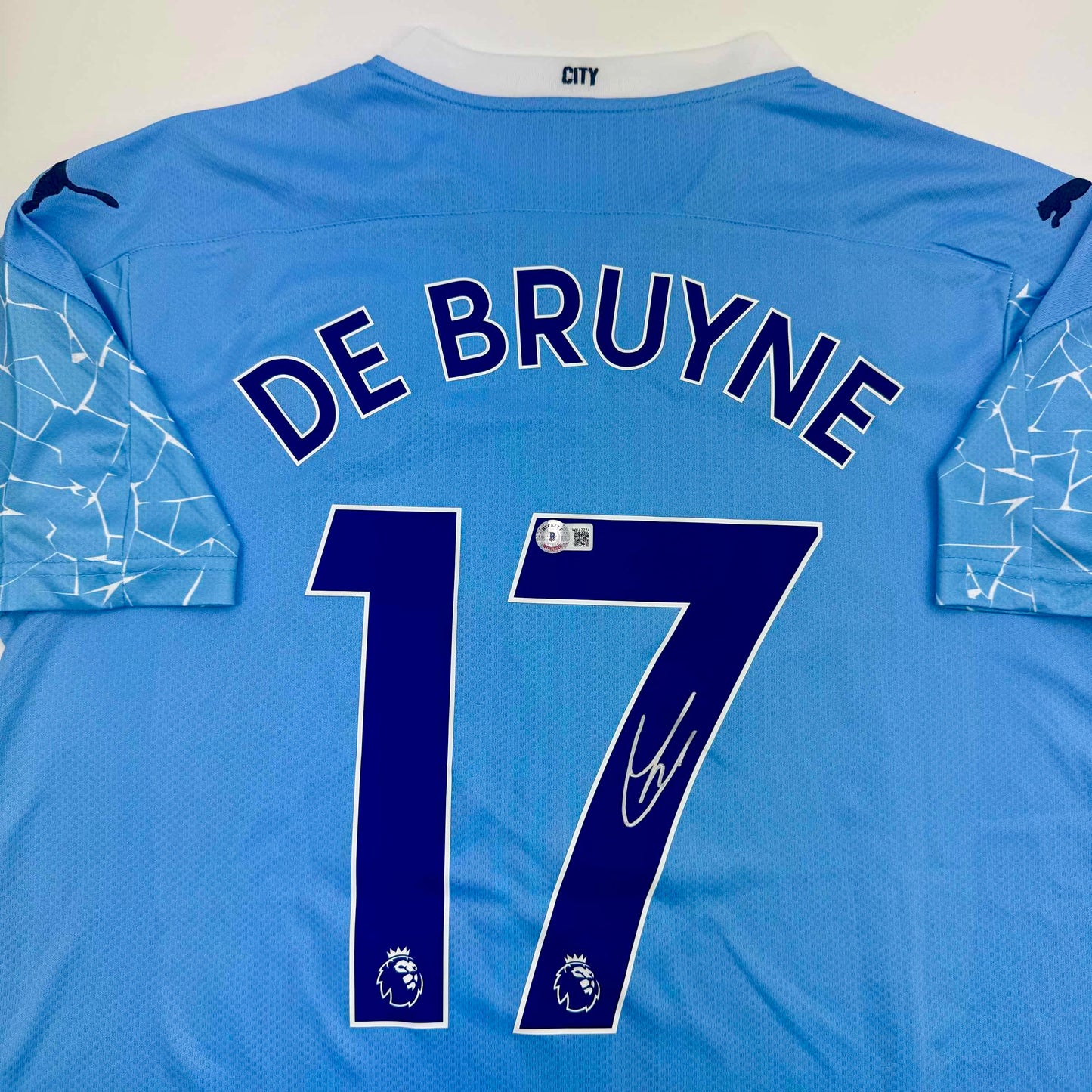 Autographed/Signed Kevin De Bruyne Manchester City Blue Soccer Futbol Jersey Beckett BAS COA
