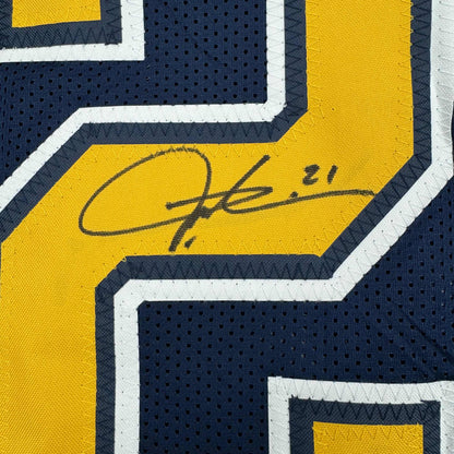 Framed Autographed/Signed LaDainian Tomlinson 35x39 San Diego Blue Color Rush Football Jersey Beckett BAS COA