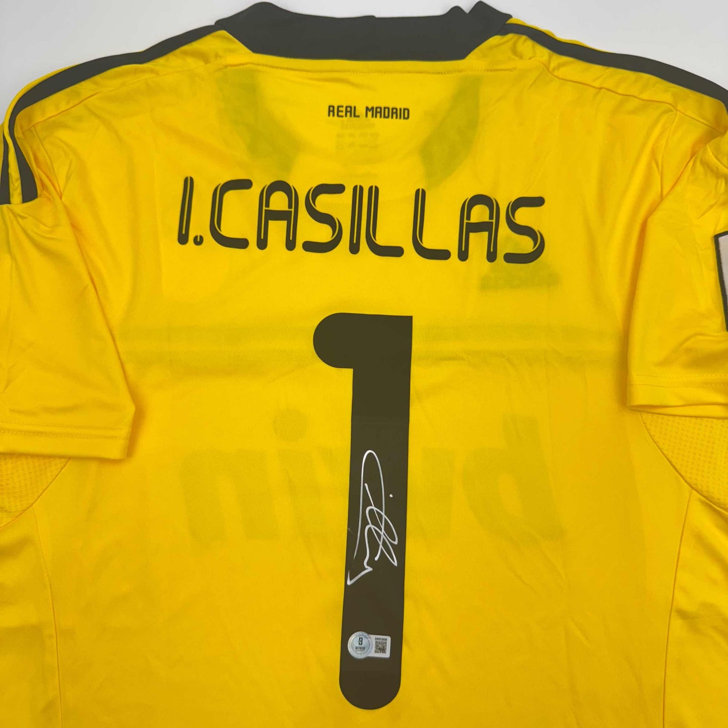 Autographed/Signed Iker Casillas Real Madrid Yellow Soccer Jersey Beckett BAS COA