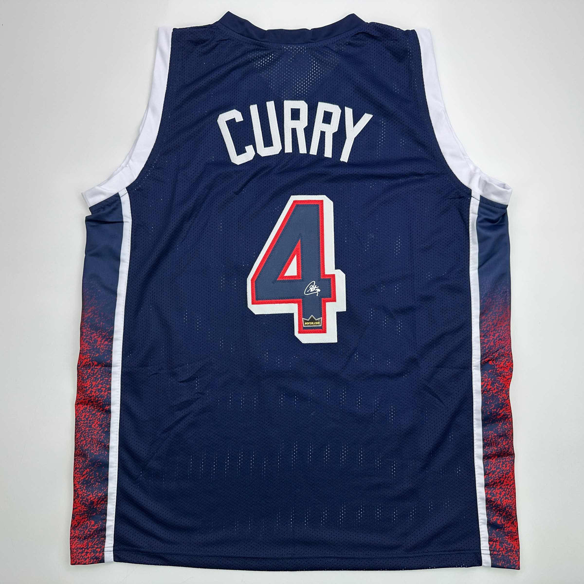 Facsimile Autographed Stephen Steph Curry 2024 United States Team USA Blue Reprint Laser Auto Basketball Jersey Size Men's XL