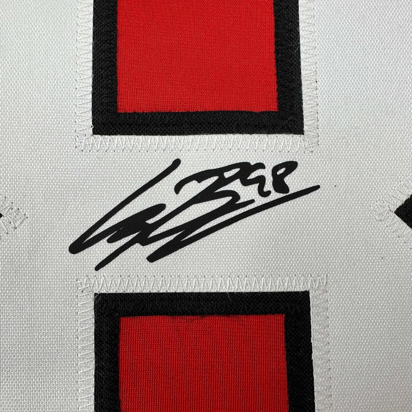 Facsimile Autographed Connor Bedard Chicago Red Reprint Laser Auto Hockey Jersey Size Men's XL