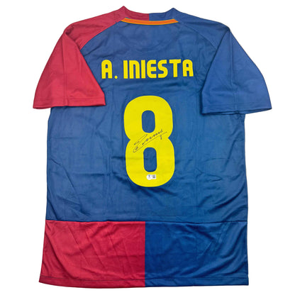 Autographed/Signed Andres Iniesta FC Barcelona Soccer Jersey Beckett BAS COA