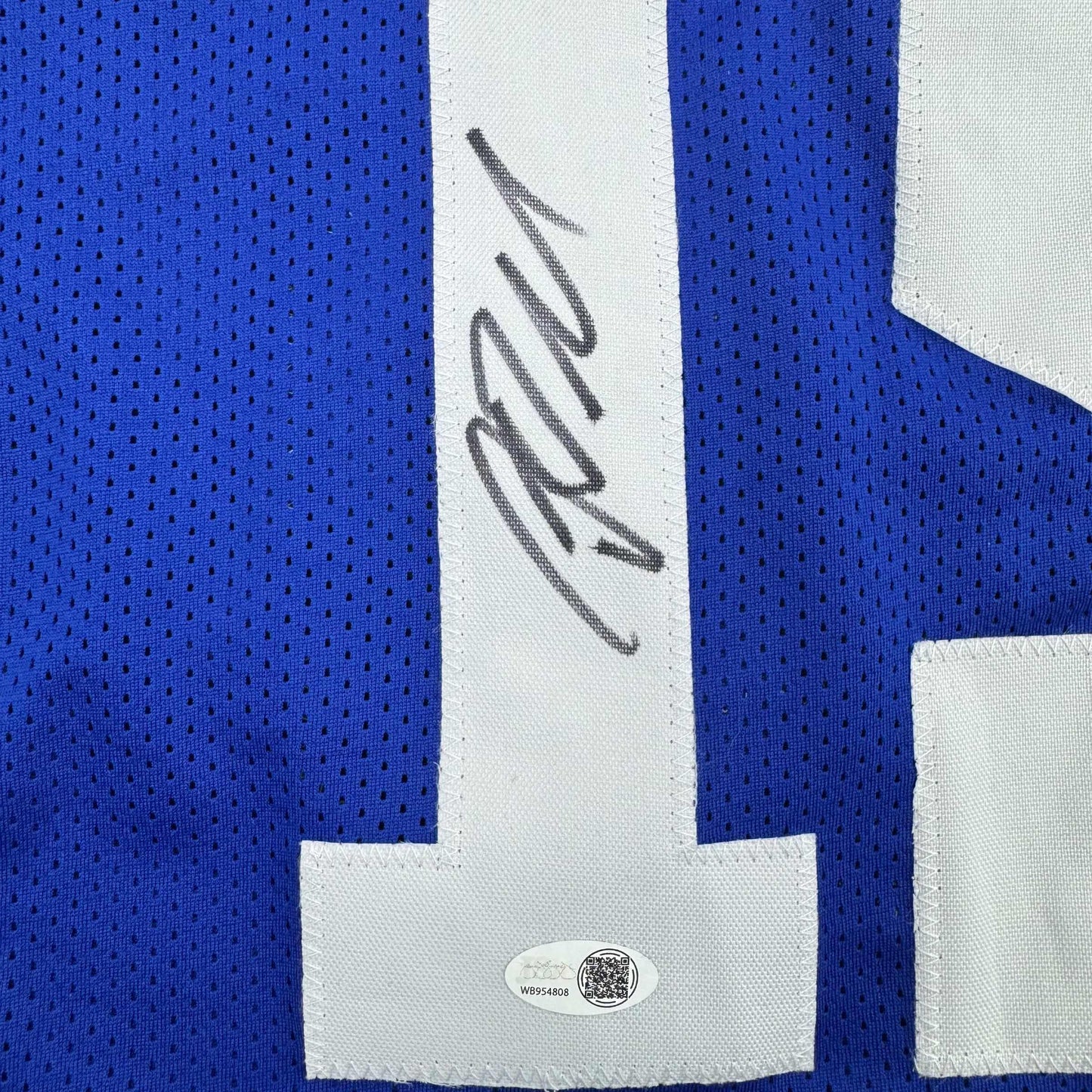 Autographed/Signed Riley Leonard Indianapolis Blue Football Jersey JSA COA