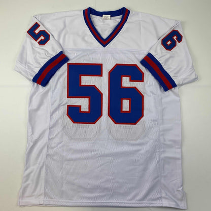 Facsimile Autographed Lawrence Taylor New York White Reprint Laser Auto Football Jersey Size Men's XL