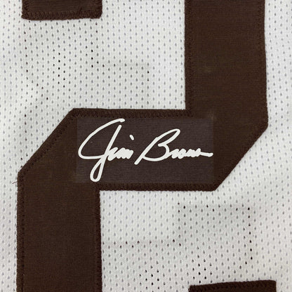 Facsimile Autographed Jim Brown Cleveland White Reprint Laser Auto Football Jersey Size Men's XL