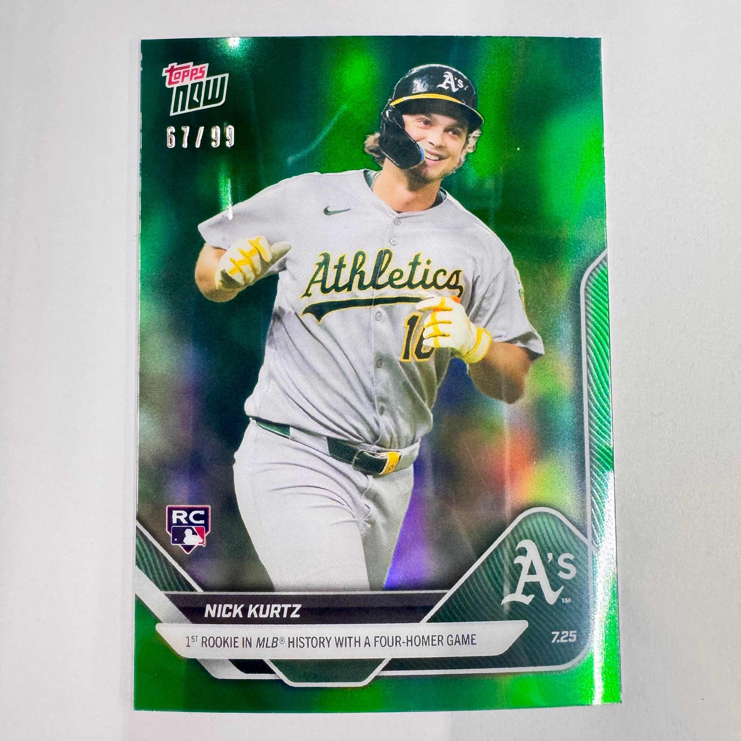 2025 Topps Now Nick Kurtz #464 Green Chrome /99 Athletics Rookie RC Baseball Card