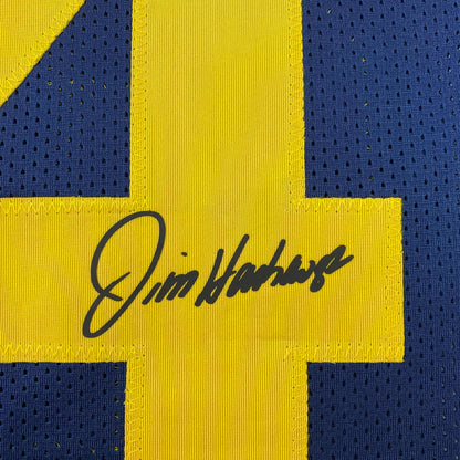 Facsimile Autographed Jim Harbaugh Michigan Blue Reprint Laser Auto College Football Jersey Size Men's XL