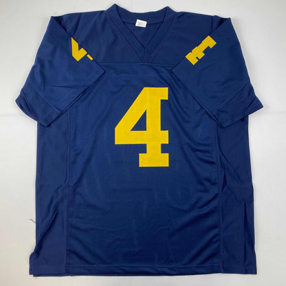 Facsimile Autographed Jim Harbaugh Michigan Blue Reprint Laser Auto College Football Jersey Size Men's XL