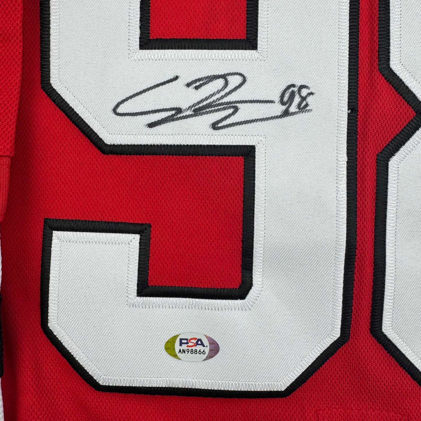 Autographed/Signed Connor Bedard Chicago Blackhawks Red Hockey Jersey PSA COA