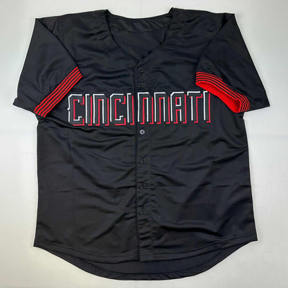 Facsimile Autographed Elly De La Cruz Cincinnati Black City Connect Reprint Laser Auto Baseball Jersey Size Men's XL