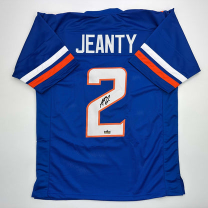 Facsimile Autographed Ashton Jeanty Boise State Blue Reprint Laser Auto College Football Jersey Size Men's XL