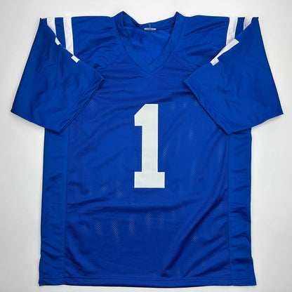 Facsimile Autographed Pat McAfee Indianapolis Blue Reprint Laser Auto Football Jersey Size Men's XL