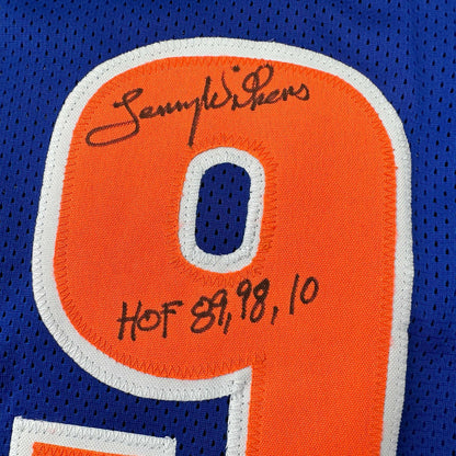 Autographed/Signed Lenny Wilkens HOF Cleveland Blue Basketball Jersey Beckett BAS COA