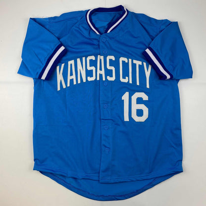 Facsimile Autographed Bo Jackson Kansas City Blue Reprint Laser Auto Baseball Jersey Size Men's XL