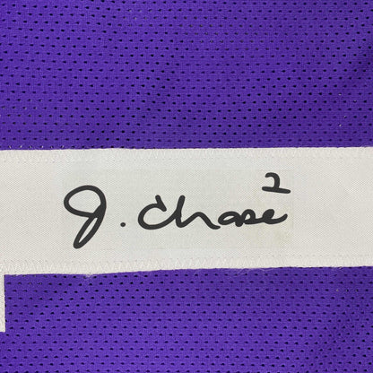 Facsimile Autographed Ja'Marr Chase LSU Purple Reprint Laser Auto College Football Jersey Size Men's XL