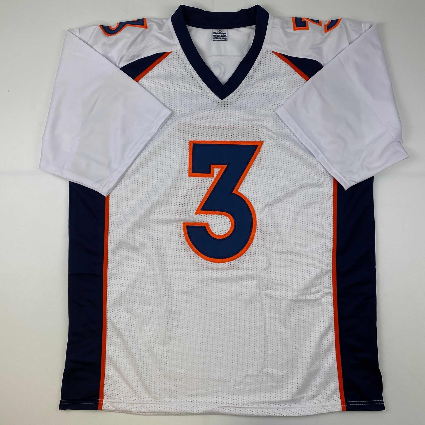 Facsimile Autographed Russell Wilson Denver White Reprint Laser Auto Football Jersey Size Men's XL