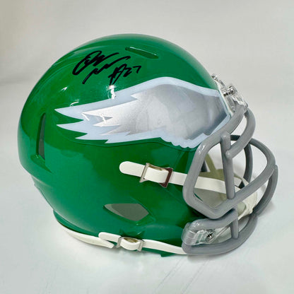 Autographed/Signed Quinyon Mitchell Philadelphia Eagles Kelly Green Mini Football Helmet JSA COA