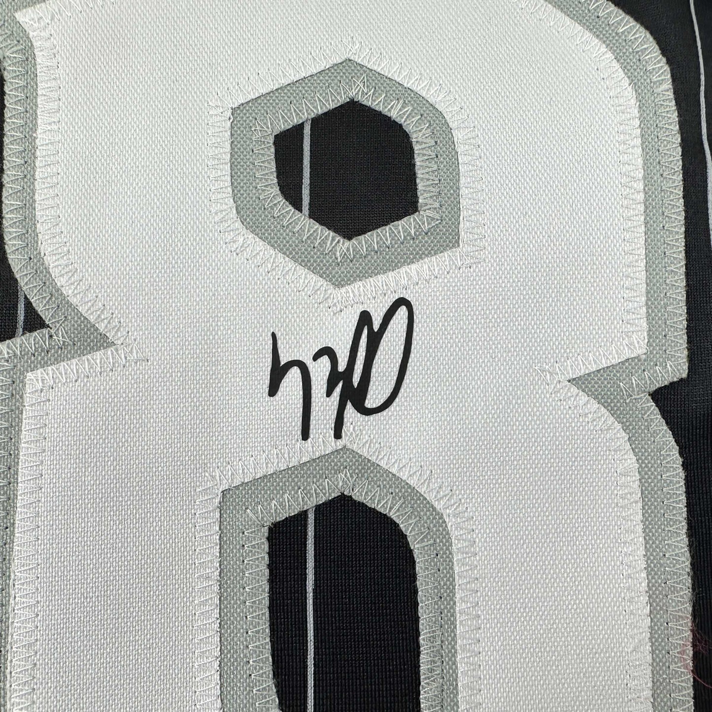 Facsimile Autographed Luis Robert Chicago Black Pinstripe City Connect Reprint Laser Auto Baseball Jersey Size Men's XL