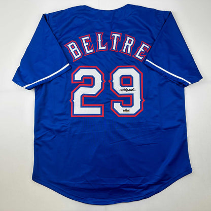 Facsimile Autographed Adrian Beltre Texas Blue Reprint Laser Auto Baseball Jersey Size Men's XL