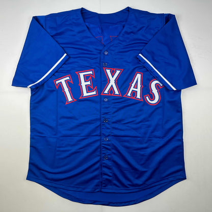Facsimile Autographed Adrian Beltre Texas Blue Reprint Laser Auto Baseball Jersey Size Men's XL