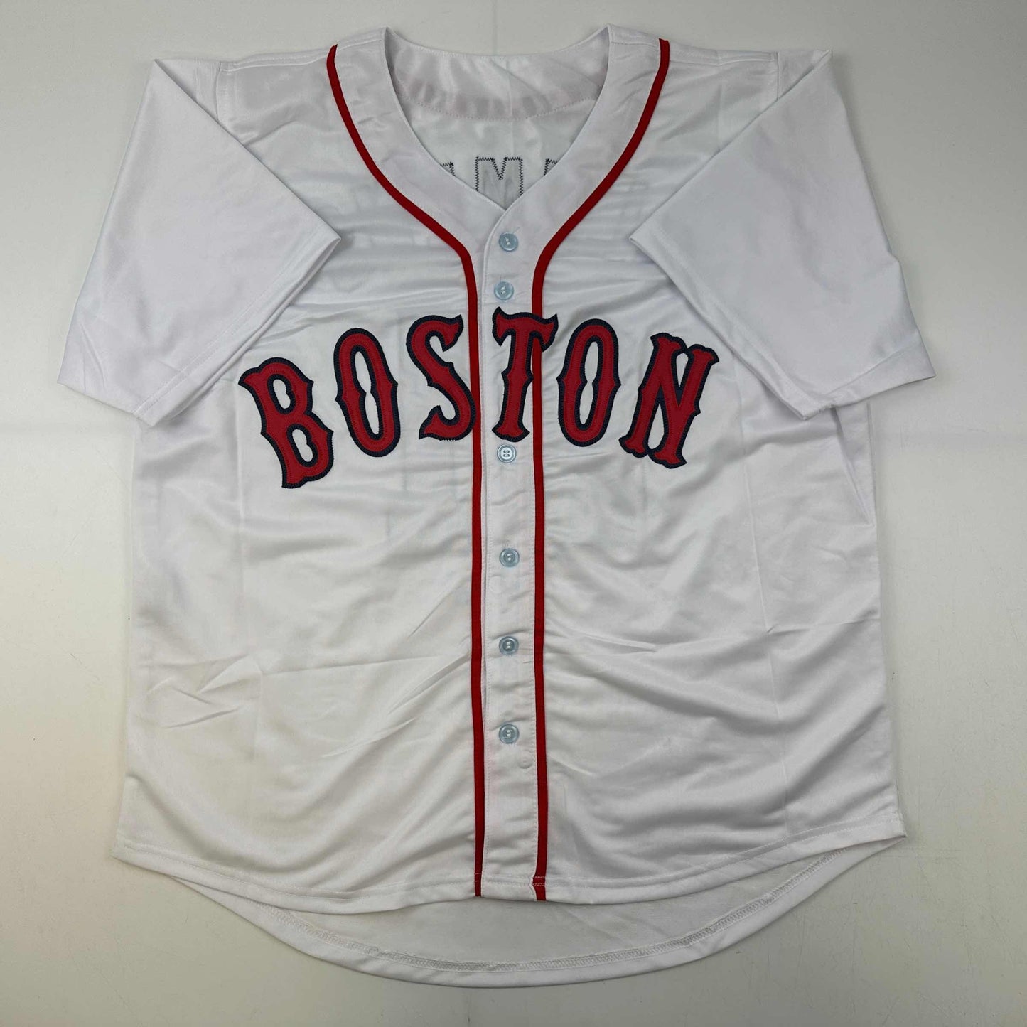Facsimile Autographed Roger Clemens Boston White Reprint Laser Auto Baseball Jersey Size Men's XL