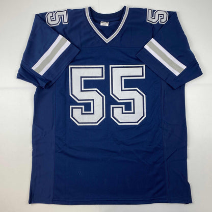 Facsimile Autographed Leighton Vander Esch Dallas Blue Reprint Laser Auto Football Jersey Size Men's XL