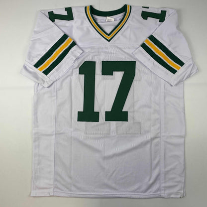 Facsimile Autographed Davante Adams Green Bay White Reprint Laser Auto Football Jersey Size Men's XL