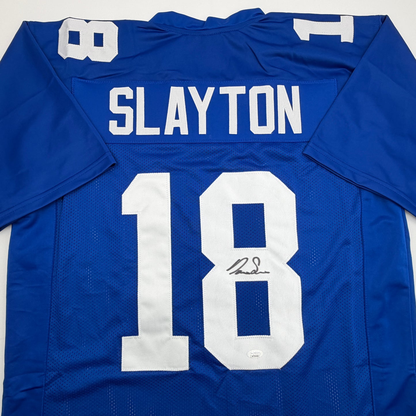 Autographed/Signed Darius Slayton New York Blue Football Jersey JSA COA