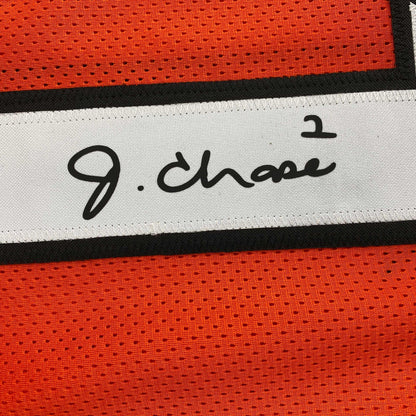 Facsimile Autographed Ja'Marr Chase Cincinnati Orange Reprint Laser Auto Football Jersey Size Men's XL