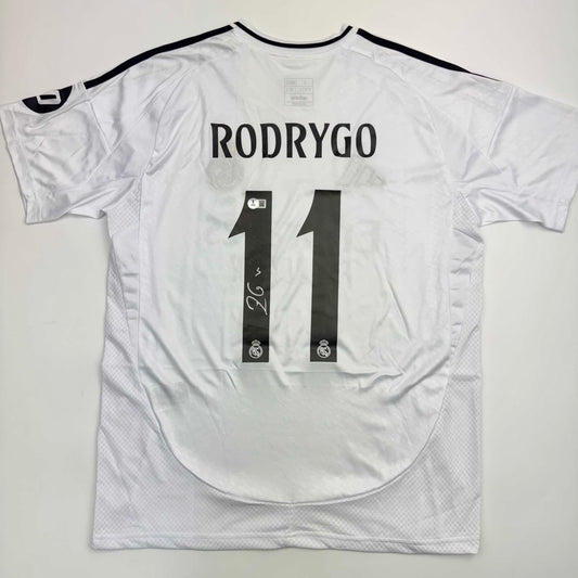 Autographed/Signed Rodrygo Silva de Goes Real Madrid White Soccer Jersey Beckett BAS COA