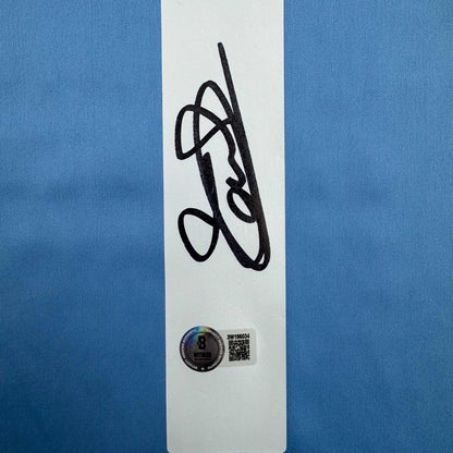 Autographed/Signed Thibaut Courtois Real Madrid Blue Soccer Jersey Beckett BAS COA