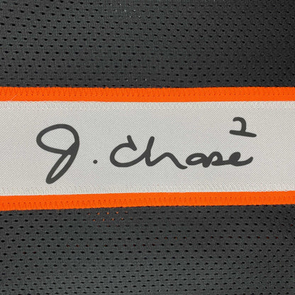 Facsimile Autographed Ja'Marr Chase Cincinnati Black Reprint Laser Auto Football Jersey Size Men's XL