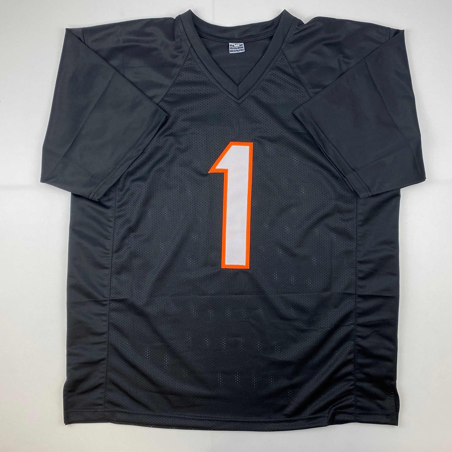 Facsimile Autographed Ja'Marr Chase Cincinnati Black Reprint Laser Auto Football Jersey Size Men's XL