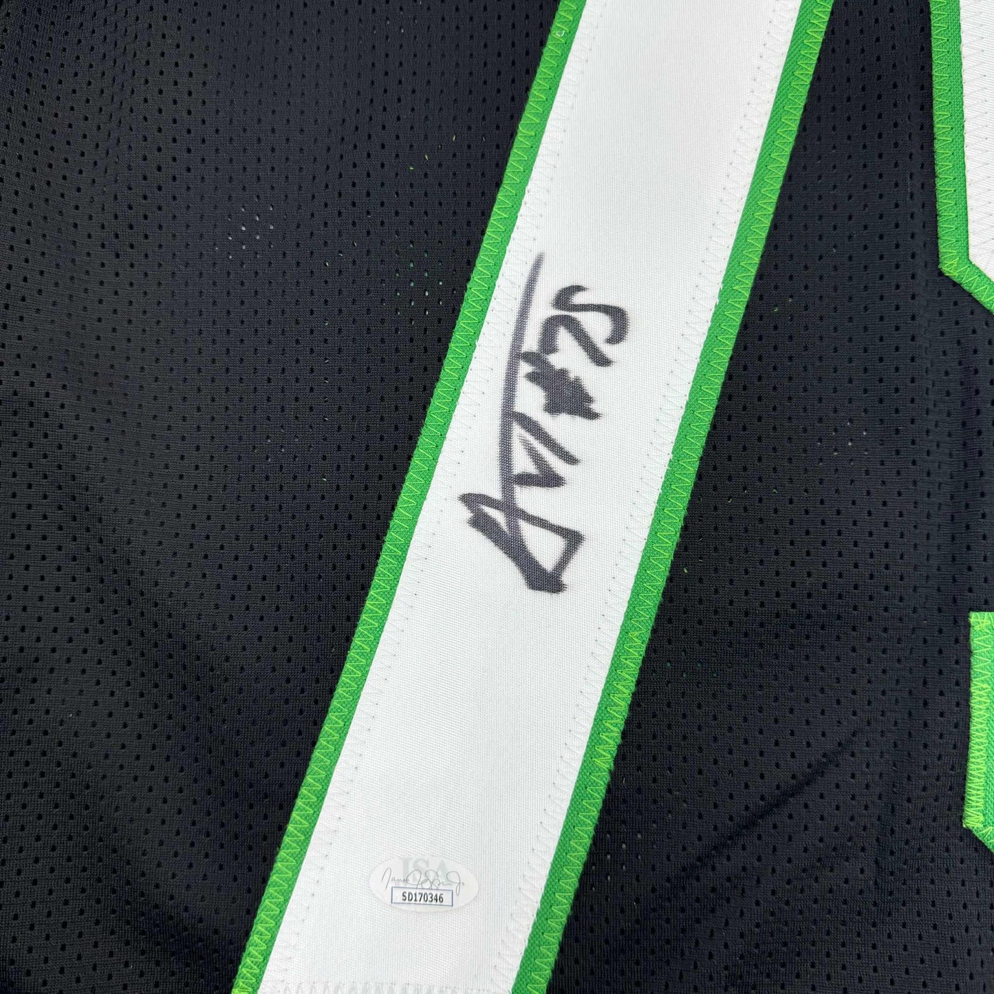 Autographed/Signed Alijah Vera-Tucker New York Black Football Jersey JSA COA