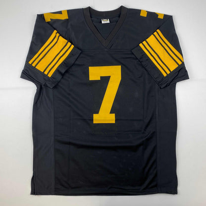 Facsimile Autographed Ben Roethlisberger Pittsburgh Color Rush Reprint Laser Auto Football Jersey Size Men's XL