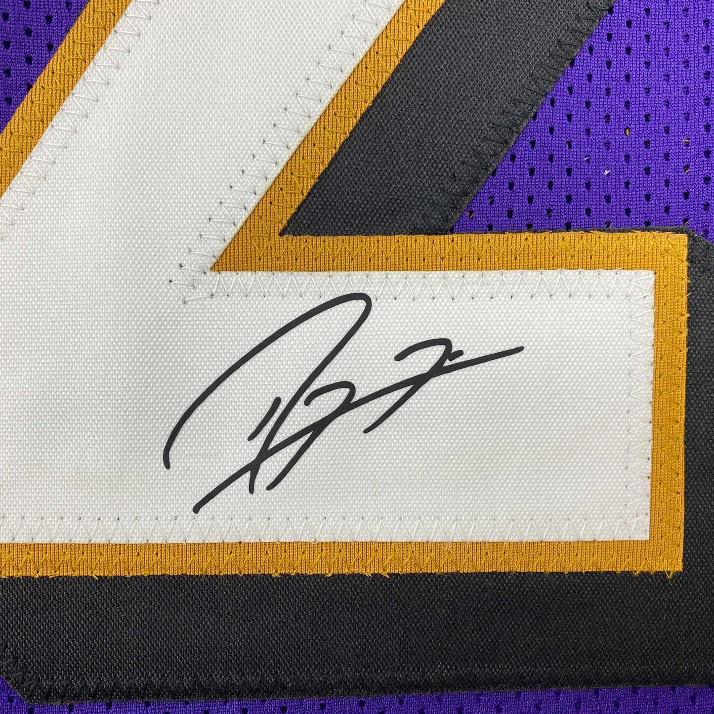 Facsimile Autographed Ray Lewis Baltimore Purple Reprint Laser Auto Football Jersey Size Men's XL