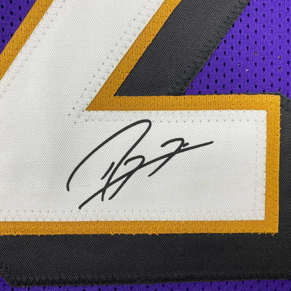 Facsimile Autographed Ray Lewis Baltimore Purple Reprint Laser Auto Football Jersey Size Men's XL
