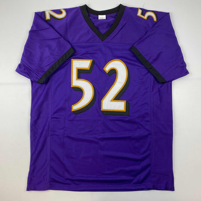 Facsimile Autographed Ray Lewis Baltimore Purple Reprint Laser Auto Football Jersey Size Men's XL