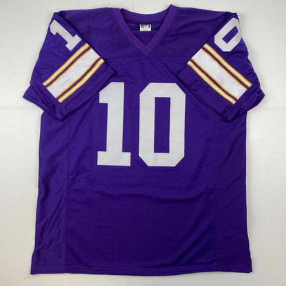 Facsimile Autographed Fran Tarkenton Minnesota Purple Reprint Laser Auto Football Jersey Size Men's XL