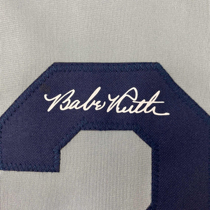 Facsimile Autographed Babe Ruth New York Grey Reprint Laser Auto Baseball Jersey Size Men's XL