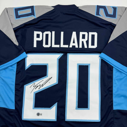 Autographed/Signed Tony Pollard Tennessee Blue Football Jersey Beckett BAS COA