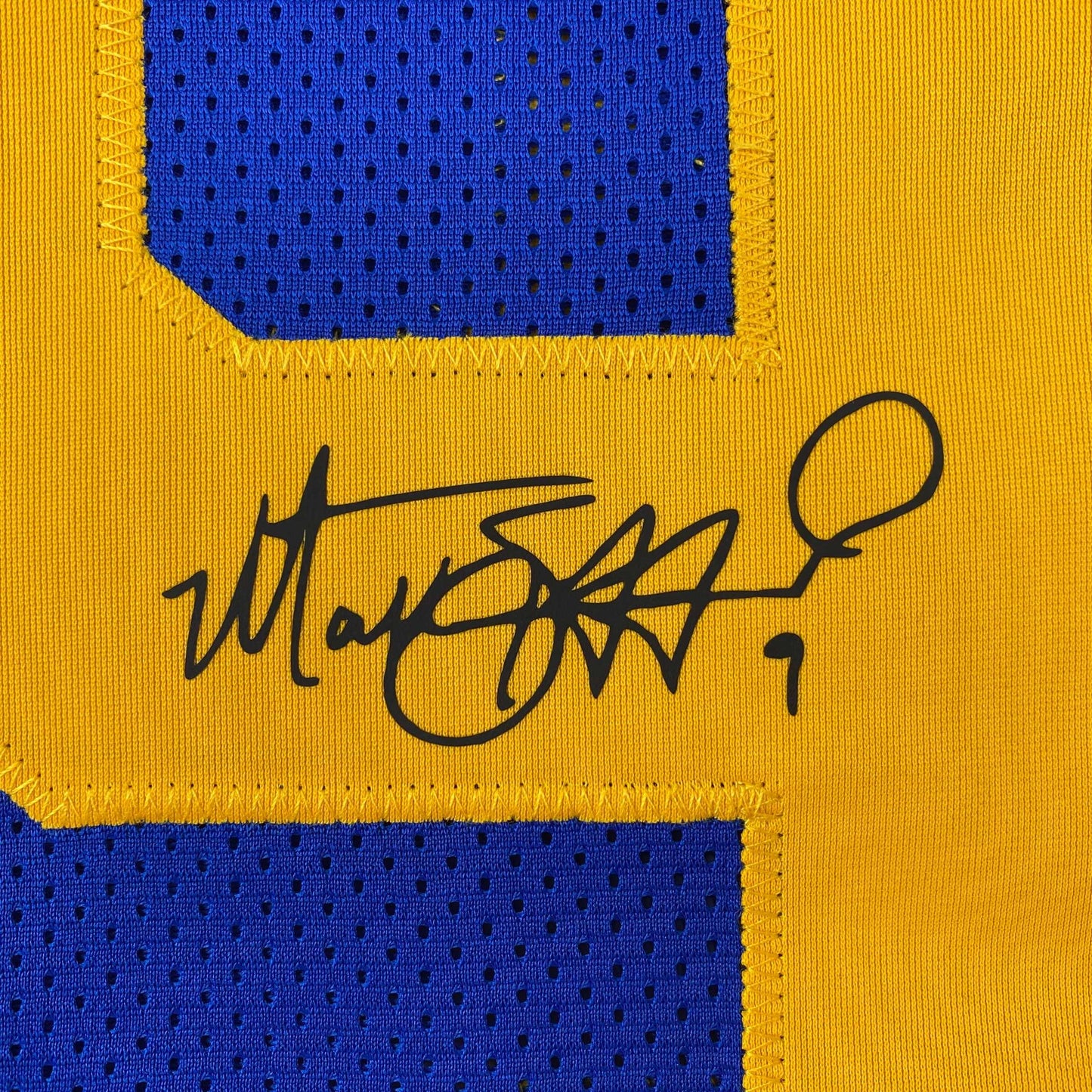 Facsimile Autographed Matthew Stafford Los Angeles LA Royal Blue Retro Reprint Laser Auto Football Jersey Size Men's XL
