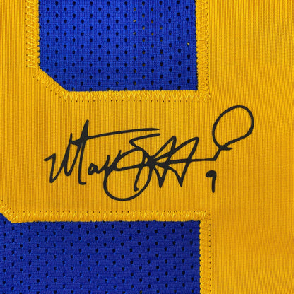 Facsimile Autographed Matthew Stafford Los Angeles LA Royal Blue Retro Reprint Laser Auto Football Jersey Size Men's XL