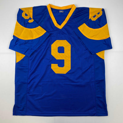 Facsimile Autographed Matthew Stafford Los Angeles LA Royal Blue Retro Reprint Laser Auto Football Jersey Size Men's XL