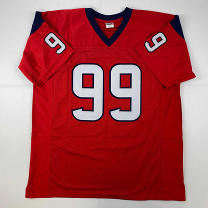 Facsimile Autographed JJ J.J. Watt Houston Red Reprint Laser Auto Football Jersey Size Men's XL