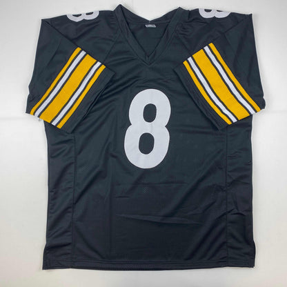 Facsimile Autographed Kenny Pickett Pittsburgh Black Reprint Laser Auto Football Jersey Size Men's XL