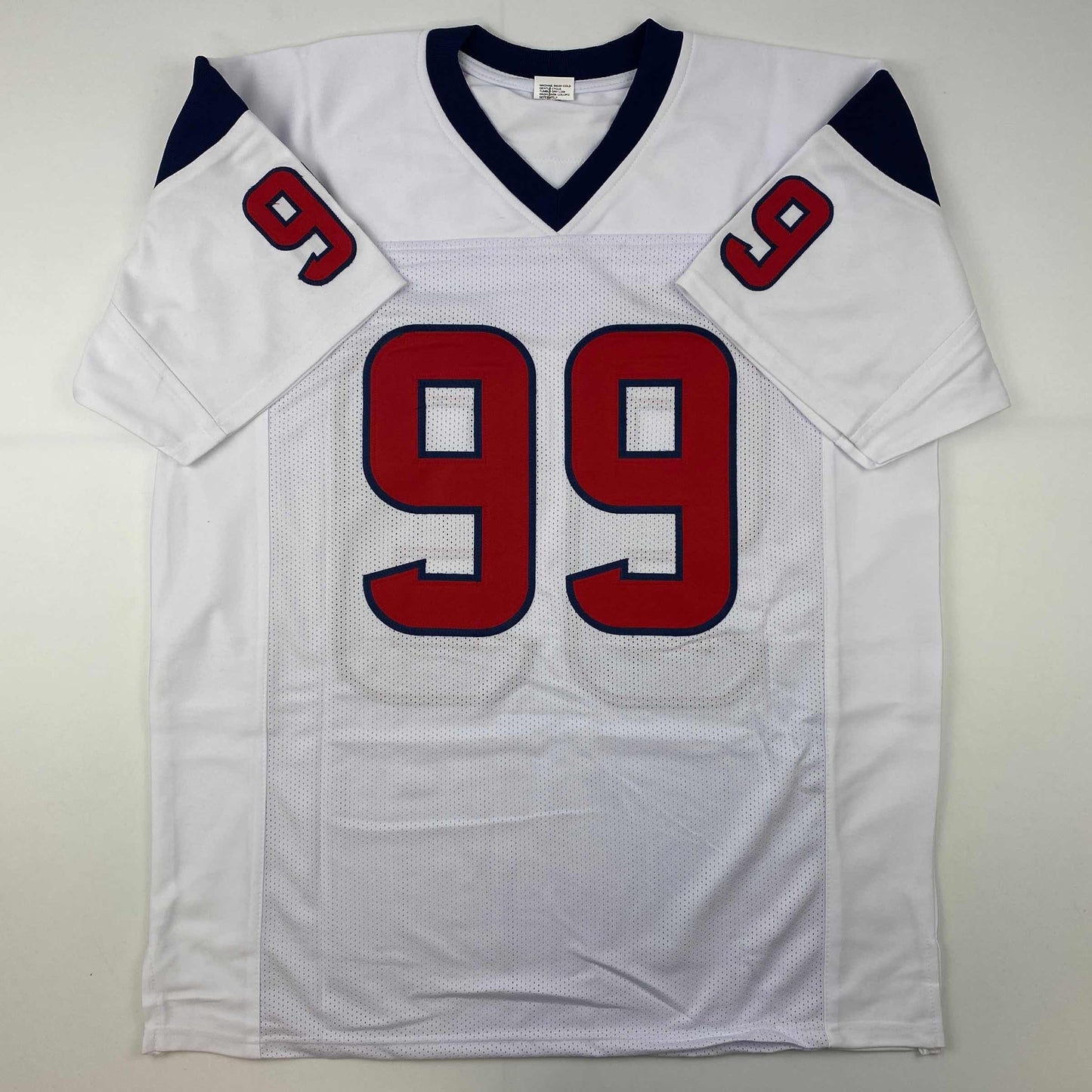 Facsimile Autographed JJ J.J. Watt Houston White Reprint Laser Auto Football Jersey Size Men's XL