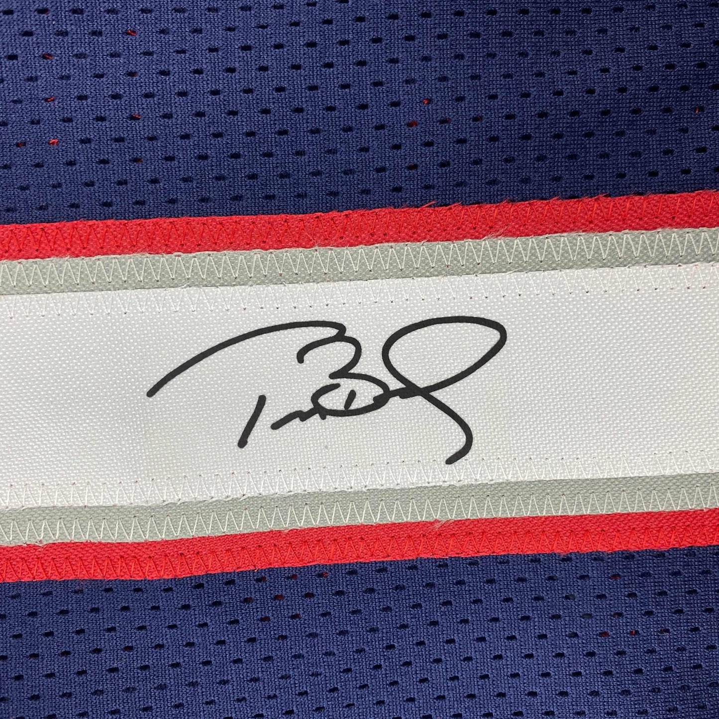 Facsimile Autographed Tom Brady New England Blue Reprint Laser Auto Football Jersey Size Men's XL